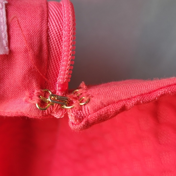 Lilly Pulitzer Tank Top Size 6 Coral Color White Embroidered Lined Back Zipper - Picture 5 of 11